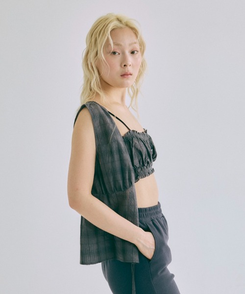 EN NEUME(エンノイム)の「【Set Up】Gather Checked Bandeau(その他トップス・レディース・ブルー/ブラウン/チャコール・FREE)」の10枚目の写真