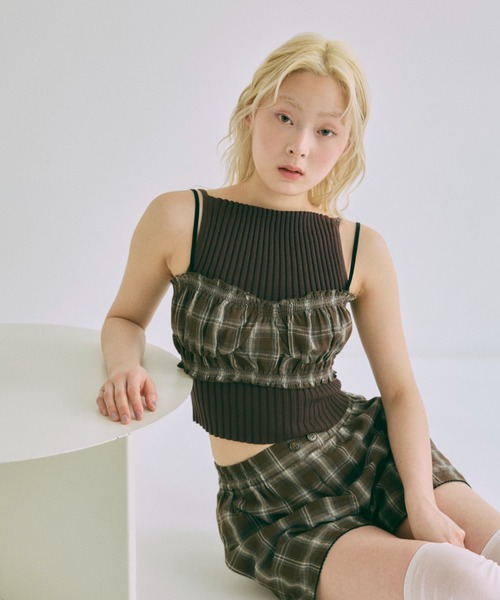 EN NEUME(エンノイム)の「【Set Up】Gather Checked Bandeau(その他トップス・レディース・ブルー/ブラウン/チャコール・FREE)」の14枚目の写真