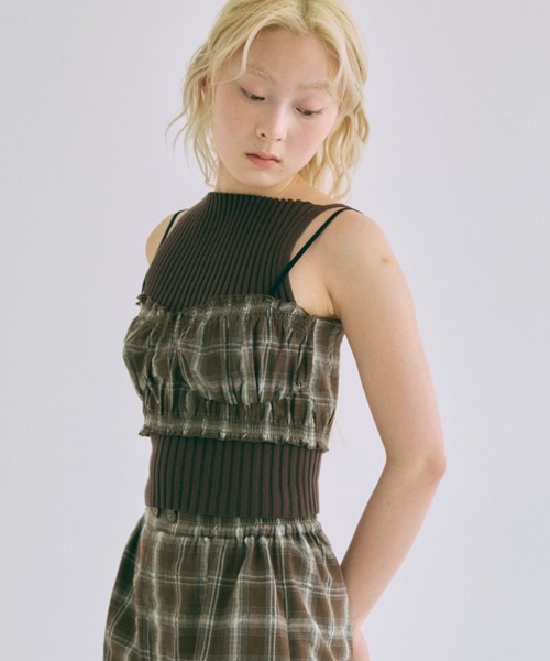 EN NEUME(エンノイム)の「【Set Up】Gather Checked Bandeau(その他トップス・レディース・ブルー/ブラウン/チャコール・FREE)」の18枚目の写真