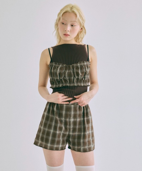 EN NEUME(エンノイム)の「【Set Up】Gather Checked Bandeau(その他トップス・レディース・ブルー/ブラウン/チャコール・FREE)」の16枚目の写真