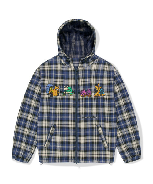 Snail Check JK (Navy) — жакет в ракушечную клетку, темно‑синий