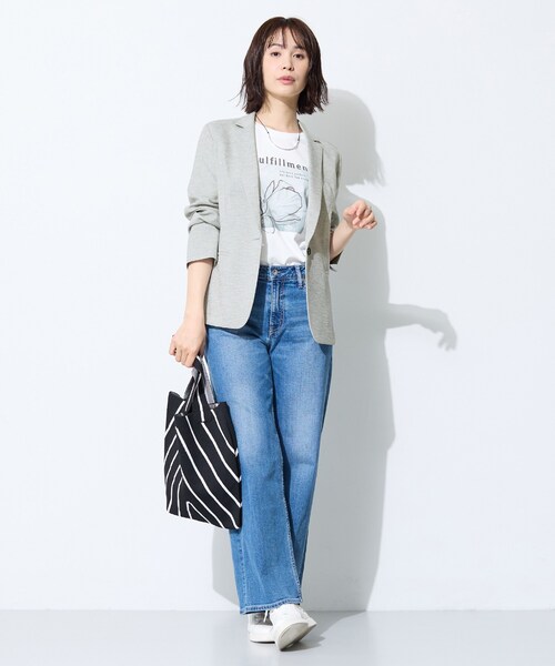 INDIVI（インディヴィ）の「【SETUP可能／快適／シワになりにくい】リネンライクジャケット（テーラードジャケット・レディース・ライトグレー系3/ネイビー/アイボリー・38/15 /13）」の15枚目の写真