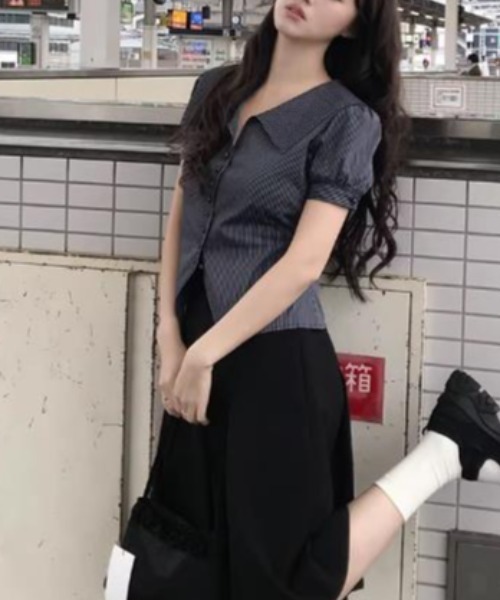 semplice（センプリチェ）の「シャツ【韓国ファッション】（シャツ/ブラウス・レディース・ブラック・L/M/S/XL）」の3枚目の写真