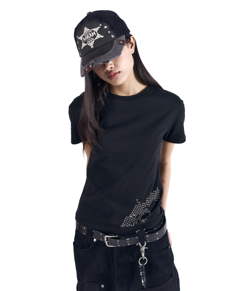 AAKAM（アーカム）の「Studded Pistol Half Top (Black)（Tシャツ/カットソー・レディース・その他・1/2/3）」の4枚目の写真