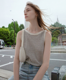 LEVAR（レバー）の「Linen Stripe Sleeveless Top - Ecru（Tシャツ/カットソー）」