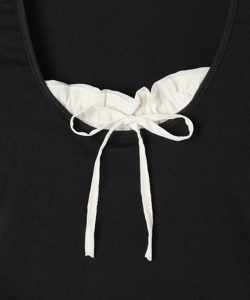 M DOLLY(エムドリー)の「Layered luna ribbon tops/レイヤードルナ リボントップス(Tシャツ/カットソー・レディース・ブラック/ホワイト・FREE)」の19枚目の写真