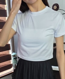 ベーシッククロップドTシャツ クルーネック タイトシルエット
