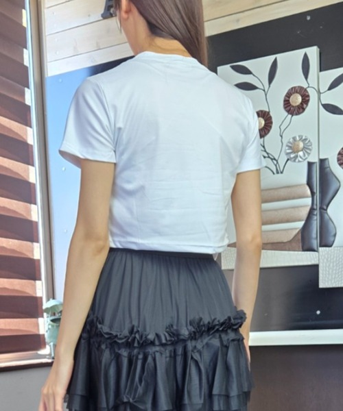 tolene(トレネ)の「ベーシッククロップドTシャツ クルーネック タイトシルエット(Tシャツ/カットソー・レディース・グリーン/ホワイト/ライトベージュ・FREE)」の14枚目の写真