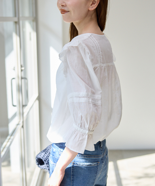 SLOBE IENA(スローブイエナ)の「《WEB限定/追加》コットンレーヨンレースブラウス(シャツ/ブラウス・レディース・ブラック/ホワイト/ブラウン・FREE)」の19枚目の写真