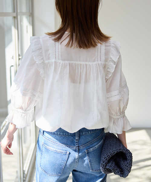 SLOBE IENA(スローブイエナ)の「《WEB限定/追加》コットンレーヨンレースブラウス(シャツ/ブラウス・レディース・ブラック/ホワイト/ブラウン・FREE)」の20枚目の写真