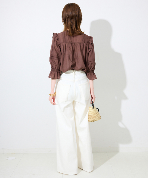 SLOBE IENA(スローブイエナ)の「《WEB限定/追加》コットンレーヨンレースブラウス(シャツ/ブラウス・レディース・ブラック/ホワイト/ブラウン・FREE)」の22枚目の写真