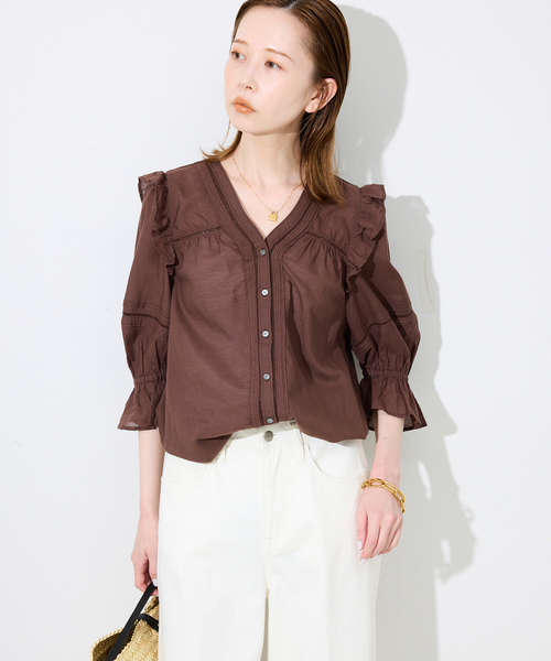 SLOBE IENA(スローブイエナ)の「《WEB限定/追加》コットンレーヨンレースブラウス(シャツ/ブラウス・レディース・ブラック/ホワイト/ブラウン・FREE)」の21枚目の写真