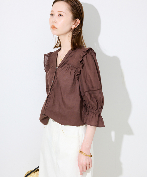SLOBE IENA(スローブイエナ)の「《WEB限定/追加》コットンレーヨンレースブラウス(シャツ/ブラウス・レディース・ブラック/ホワイト/ブラウン・FREE)」の17枚目の写真