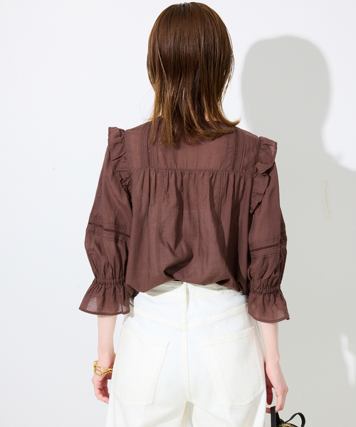 SLOBE IENA(スローブイエナ)の「《WEB限定/追加》コットンレーヨンレースブラウス(シャツ/ブラウス・レディース・ブラック/ホワイト/ブラウン・FREE)」の16枚目の写真