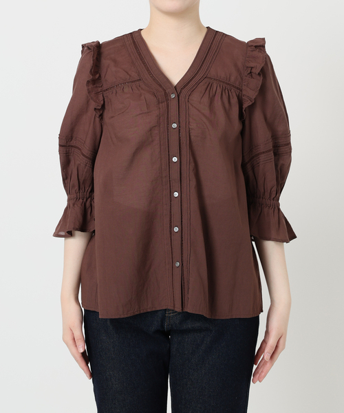 SLOBE IENA(スローブイエナ)の「《WEB限定/追加》コットンレーヨンレースブラウス(シャツ/ブラウス・レディース・ブラック/ホワイト/ブラウン・FREE)」の15枚目の写真