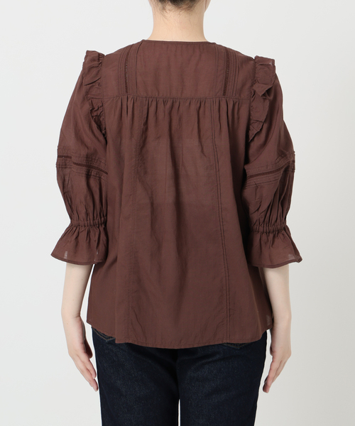 SLOBE IENA(スローブイエナ)の「《WEB限定/追加》コットンレーヨンレースブラウス(シャツ/ブラウス・レディース・ブラック/ホワイト/ブラウン・FREE)」の13枚目の写真