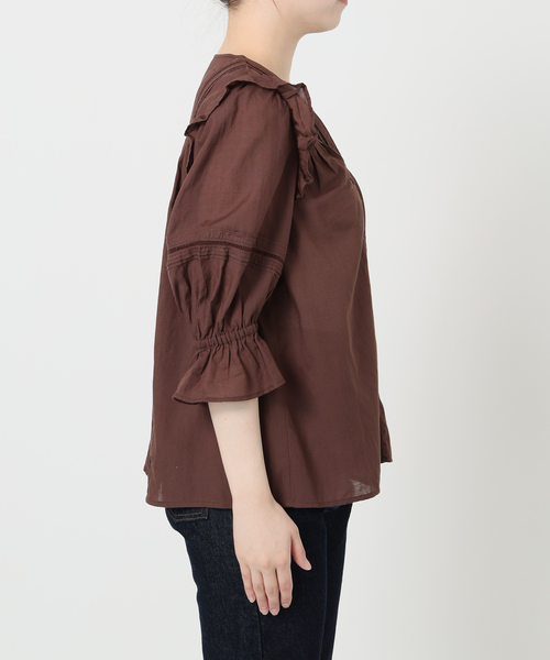 SLOBE IENA(スローブイエナ)の「《WEB限定/追加》コットンレーヨンレースブラウス(シャツ/ブラウス・レディース・ブラック/ホワイト/ブラウン・FREE)」の12枚目の写真