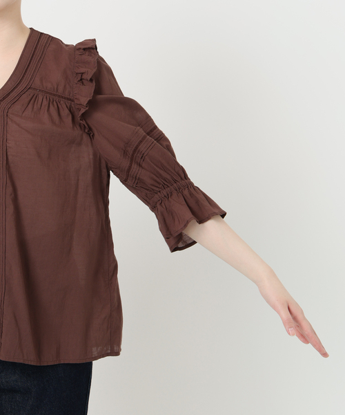 SLOBE IENA(スローブイエナ)の「《WEB限定/追加》コットンレーヨンレースブラウス(シャツ/ブラウス・レディース・ブラック/ホワイト/ブラウン・FREE)」の11枚目の写真