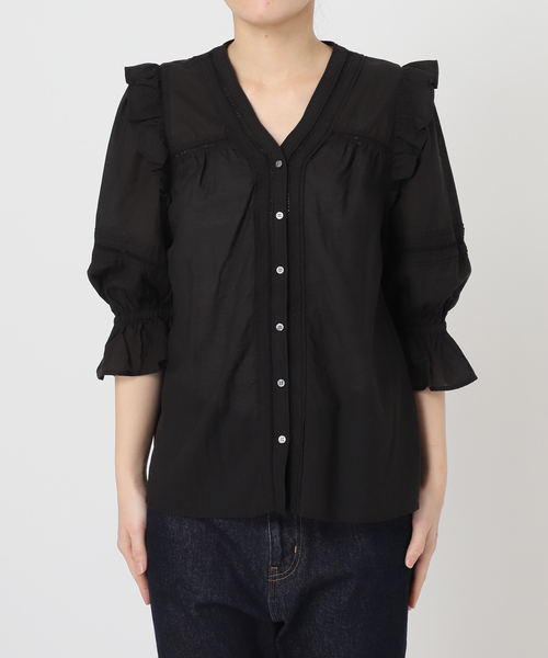 SLOBE IENA(スローブイエナ)の「《WEB限定/追加》コットンレーヨンレースブラウス(シャツ/ブラウス・レディース・ブラック/ホワイト/ブラウン・FREE)」の7枚目の写真