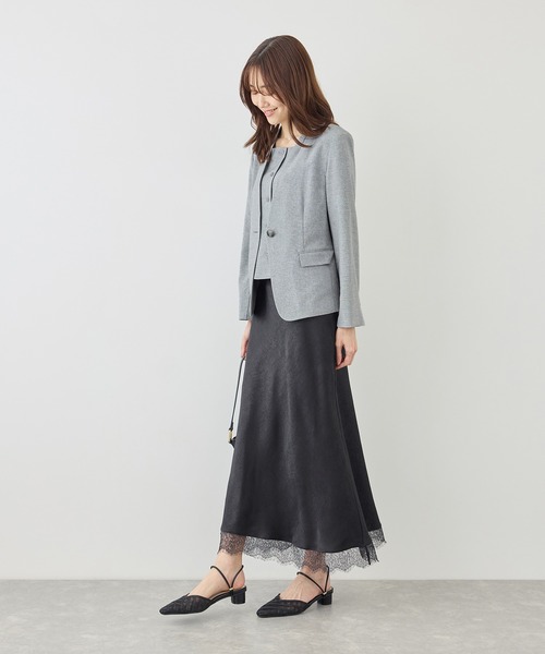 ROPE' PICNIC(ロペピクニック)の「リネンライクシリーズ ドライタッチノーラペルジャケット/UVカット・接触冷感・防シワ(ノーカラージャケット・レディース・ネイビー/ブラウン/グレー系その他・S/M/L)」の5枚目の写真