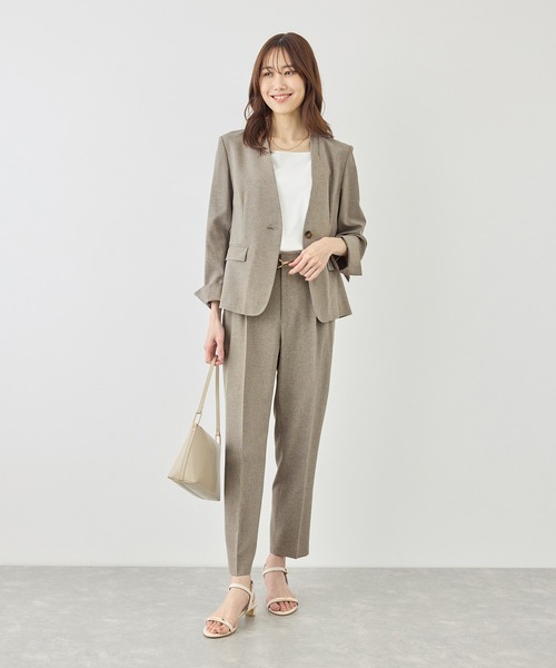 ROPE' PICNIC(ロペピクニック)の「リネンライクシリーズ ドライタッチノーラペルジャケット/UVカット・接触冷感・防シワ(ノーカラージャケット・レディース・ネイビー/ブラウン/グレー系その他・S/M/L)」の17枚目の写真