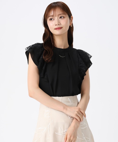 MISCH MASCH(ミッシュマッシュ)の「2026春夏新作 ダブルフリルレース袖ハイネックブラウス(シャツ/ブラウス・レディース・グレー/ブルー/ホワイト/ブラック・フリ-)」の14枚目の写真