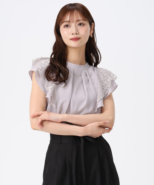 MISCH MASCH(ミッシュマッシュ)の「2026春夏新作 ダブルフリルレース袖ハイネックブラウス(シャツ/ブラウス・レディース・グレー/ブルー/ホワイト/ブラック・フリ-)」の11枚目の写真