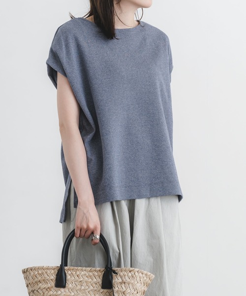 quadro(クオドロ)の「MVS Wジャガードフレンチボートネックプルオーバー(Tシャツ/カットソー・レディース・ネイビー/グレー/ピンク系・FREE)」の2枚目の写真