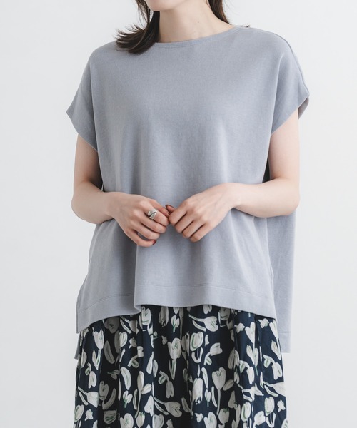 quadro(クオドロ)の「MVS Wジャガードフレンチボートネックプルオーバー(Tシャツ/カットソー・レディース・ネイビー/グレー/ピンク系・FREE)」の1枚目の写真