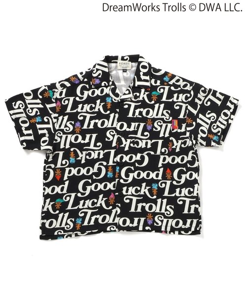 F.O.KIDS(エフオーキッズ)の「トロールズ オープンカラー総柄シャツ(シャツ/ブラウス・キッズ・ブラック/キナリ・130/120/110/100/90/80/150/140)」の2枚目の写真
