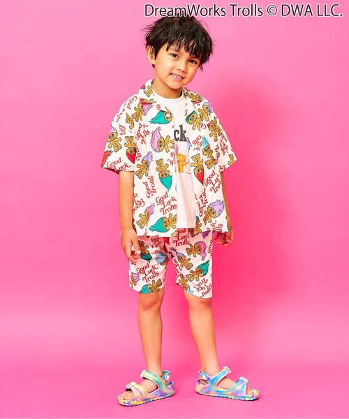 F.O.KIDS(エフオーキッズ)の「トロールズ オープンカラー総柄シャツ(シャツ/ブラウス・キッズ・ブラック/キナリ・130/120/110/100/90/80/150/140)」の4枚目の写真