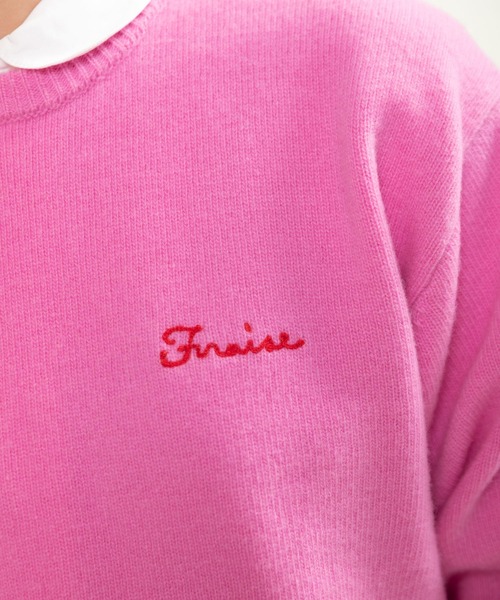 CHILD WOMAN(チャイルドウーマン)の「ラムウール7GG 刺繍入りクルーネックプルオーバー(ニット/セーター・レディース・ブルー/オレンジ/レッド/ネイビー/ホワイト/ピンク・FREE)」の11枚目の写真