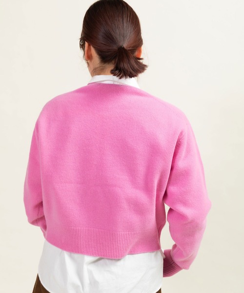 CHILD WOMAN(チャイルドウーマン)の「ラムウール7GG 刺繍入りクルーネックプルオーバー(ニット/セーター・レディース・ブルー/オレンジ/レッド/ネイビー/ホワイト/ピンク・FREE)」の10枚目の写真