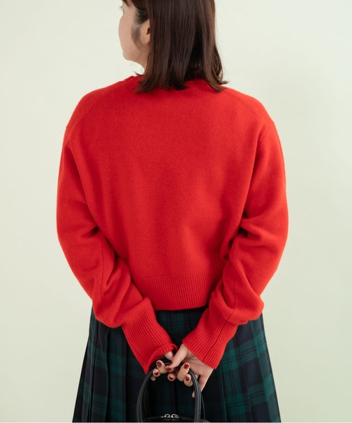CHILD WOMAN(チャイルドウーマン)の「ラムウール7GG 刺繍入りクルーネックプルオーバー(ニット/セーター・レディース・ブルー/オレンジ/レッド/ネイビー/ホワイト/ピンク・FREE)」の19枚目の写真