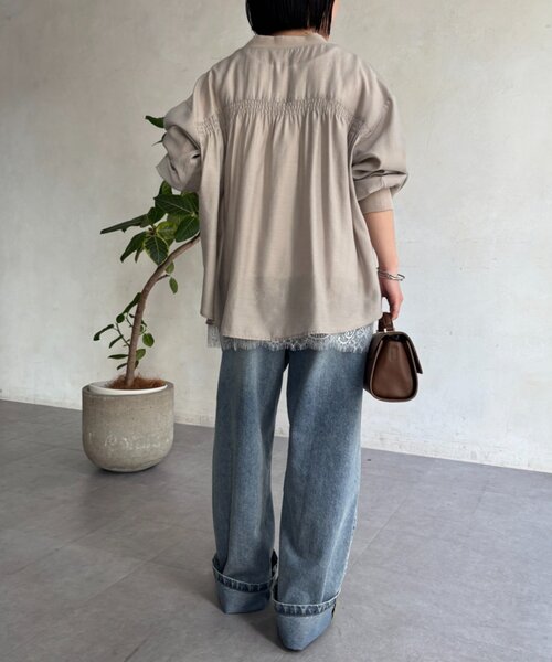 Jena espace merveilleux(ジェナ エスパスメルヴェイユ)の「【裾で差がつく】スクエア裾レースタンク(Tシャツ/カットソー・レディース・ブラック/オフホワイト・FREE)」の7枚目の写真
