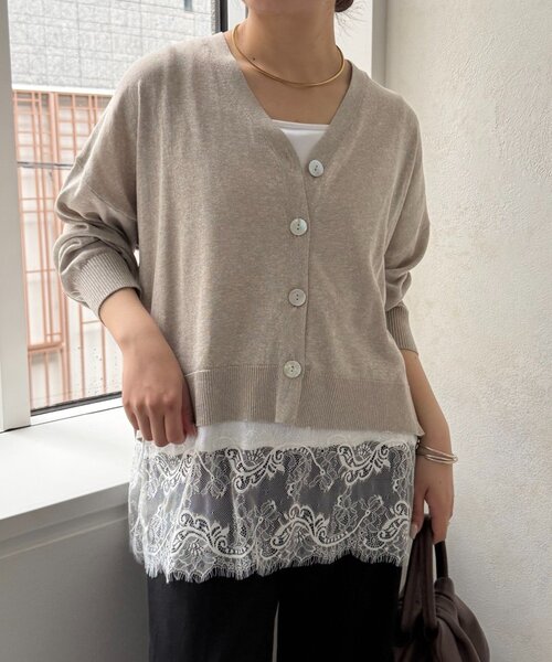 Jena espace merveilleux(ジェナ エスパスメルヴェイユ)の「【裾で差がつく】スクエア裾レースタンク(Tシャツ/カットソー・レディース・ブラック/オフホワイト・FREE)」の9枚目の写真
