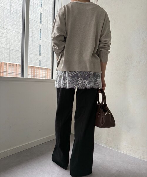 Jena espace merveilleux(ジェナ エスパスメルヴェイユ)の「【裾で差がつく】スクエア裾レースタンク(Tシャツ/カットソー・レディース・ブラック/オフホワイト・FREE)」の15枚目の写真