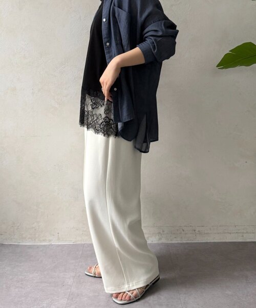 Jena espace merveilleux(ジェナ エスパスメルヴェイユ)の「【裾で差がつく】スクエア裾レースタンク(Tシャツ/カットソー・レディース・ブラック/オフホワイト・FREE)」の21枚目の写真