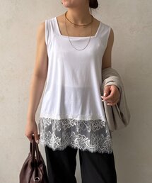 Jena espace merveilleux | スクエア裾レースタンク(Tシャツ/カットソー)