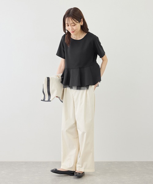 ROPE' PICNIC（ロペピクニック）の「裾フリル異素材ドッキングカットトップス（Tシャツ/カットソー・レディース・ホワイト/ブラック/クリーム・FREE）」の5枚目の写真