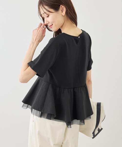 ROPE' PICNIC（ロペピクニック）の「裾フリル異素材ドッキングカットトップス（Tシャツ/カットソー・レディース・ホワイト/ブラック/クリーム・FREE）」の8枚目の写真