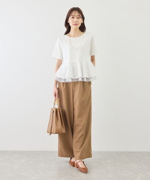 ROPE' PICNIC（ロペピクニック）の「裾フリル異素材ドッキングカットトップス（Tシャツ/カットソー・レディース・ホワイト/ブラック/クリーム・FREE）」の9枚目の写真