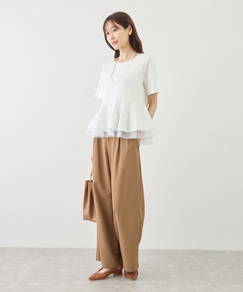 ROPE' PICNIC（ロペピクニック）の「裾フリル異素材ドッキングカットトップス（Tシャツ/カットソー・レディース・ホワイト/ブラック/クリーム・FREE）」の10枚目の写真