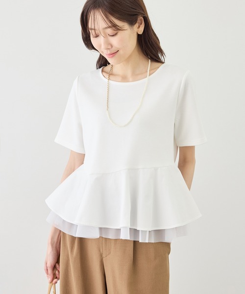 ROPE' PICNIC（ロペピクニック）の「裾フリル異素材ドッキングカットトップス（Tシャツ/カットソー・レディース・ホワイト/ブラック/クリーム・FREE）」の11枚目の写真