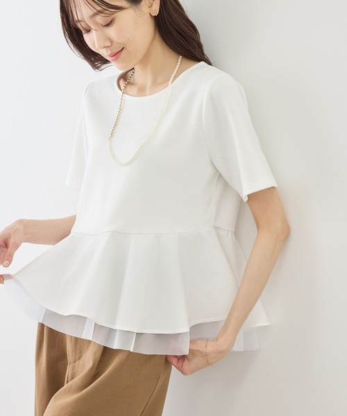 ROPE' PICNIC（ロペピクニック）の「裾フリル異素材ドッキングカットトップス（Tシャツ/カットソー・レディース・ホワイト/ブラック/クリーム・FREE）」の13枚目の写真