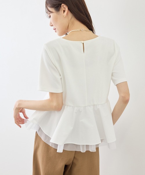 ROPE' PICNIC（ロペピクニック）の「裾フリル異素材ドッキングカットトップス（Tシャツ/カットソー・レディース・ホワイト/ブラック/クリーム・FREE）」の14枚目の写真