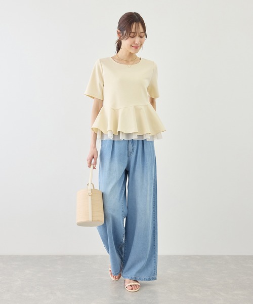 ROPE' PICNIC（ロペピクニック）の「裾フリル異素材ドッキングカットトップス（Tシャツ/カットソー・レディース・ホワイト/ブラック/クリーム・FREE）」の15枚目の写真