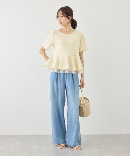 ROPE' PICNIC（ロペピクニック）の「裾フリル異素材ドッキングカットトップス（Tシャツ/カットソー・レディース・ホワイト/ブラック/クリーム・FREE）」の16枚目の写真