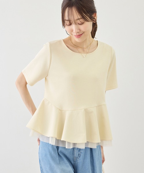 ROPE' PICNIC（ロペピクニック）の「裾フリル異素材ドッキングカットトップス（Tシャツ/カットソー・レディース・ホワイト/ブラック/クリーム・FREE）」の17枚目の写真