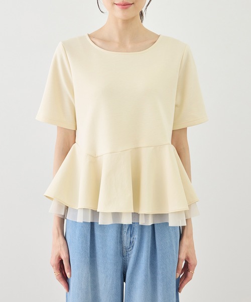 ROPE' PICNIC（ロペピクニック）の「裾フリル異素材ドッキングカットトップス（Tシャツ/カットソー・レディース・ホワイト/ブラック/クリーム・FREE）」の20枚目の写真